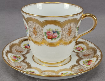 Brown Westhead Moore Pink Rose Floral & Gold Richelieu Shape Tea Cup & Saucer C