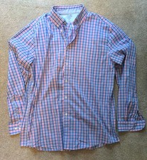 Izod Men's Slim Fit Advantage Performance Pink And Blue Dress Shirt Size L 16.5