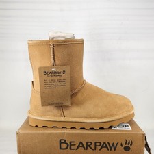 5 BIG KIDS - Bearpaw Elle Youth - Iced Coffee SUEDE LEATHER - Shearling Fur Line