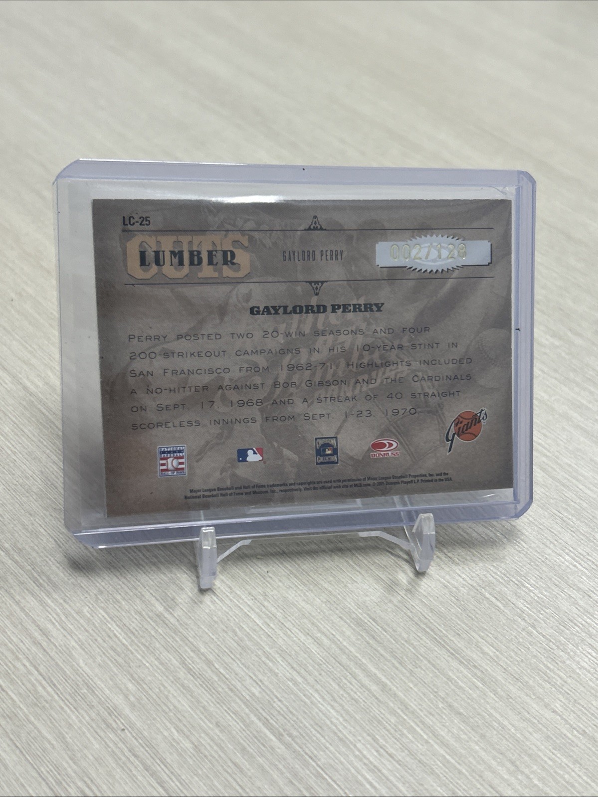 Gaylord Perry 2005 Leather & Lumber Cuts Autograph Game Used /128 Auto view 2