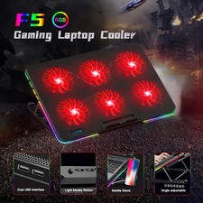 RGB Lighting Gaming 6 Fans LED Screen 12-15.6" Laptop Cooling Pad Mobile Holder