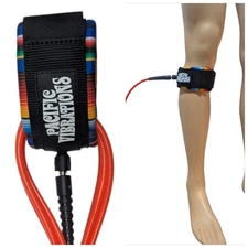 Pacific Vibrations Surfboard Longboard Knee leash 9Ft Orange 7mm double swivel 