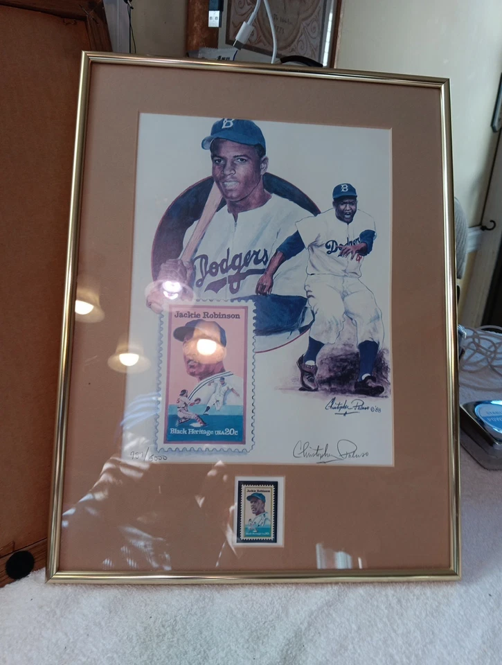 JACKIE ROBINSON 1988 20 CENTS STAMP Print Signed By CHRISTOPHER PALUSO- 787/5000 - Image 2 of 4
