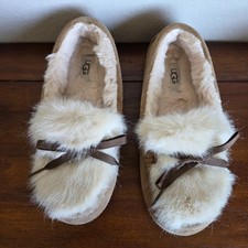 UGG Tan Suede Ansley Shaine Loafer Moccasin Slippers Size 7 Comfy Cozy