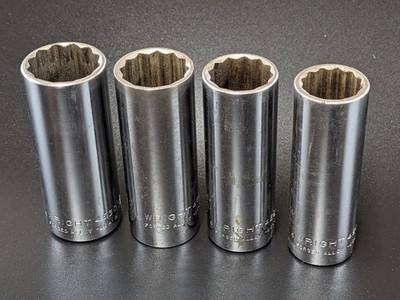 Wright Tools 4- Piece 4600 Series 12 Point 1/2-Inch Drive Deep Sockets 100% USA