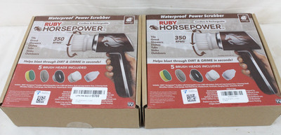 2 Handheld Cordless Rechargeable Spinning Power Scrubber Ruby Horsepower ZZ