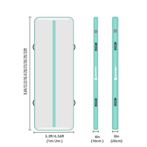  Gymnastics Air Mat Tumble Track Tumbling Mat 10ftx3.3ftx4inch Mint Green