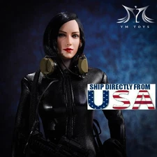 1/6 Female Wong Head Sculpt BLACK HAIR For 12" PHICEN Hot Toys Suntan Figure USA