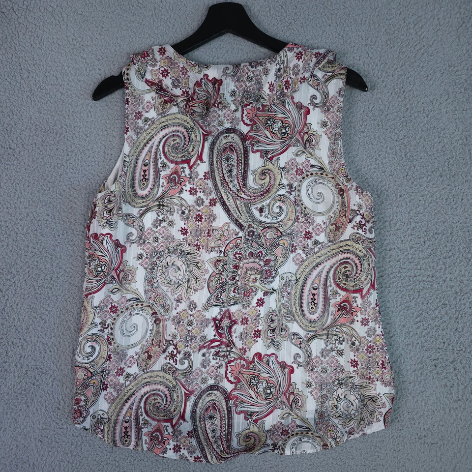 Camiseta sin mangas White House Black Market para mujer 6 rosa cachemira sin mangas corbata cuello en V Foto 2 de 4