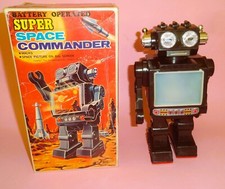 Vtg RARE SUPER SPACE COMMANDER ROBOT TOY B/OP BOXED by HORIKAWA JAPAN 1960's
