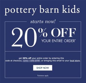 Pottery Barn Kids Codes