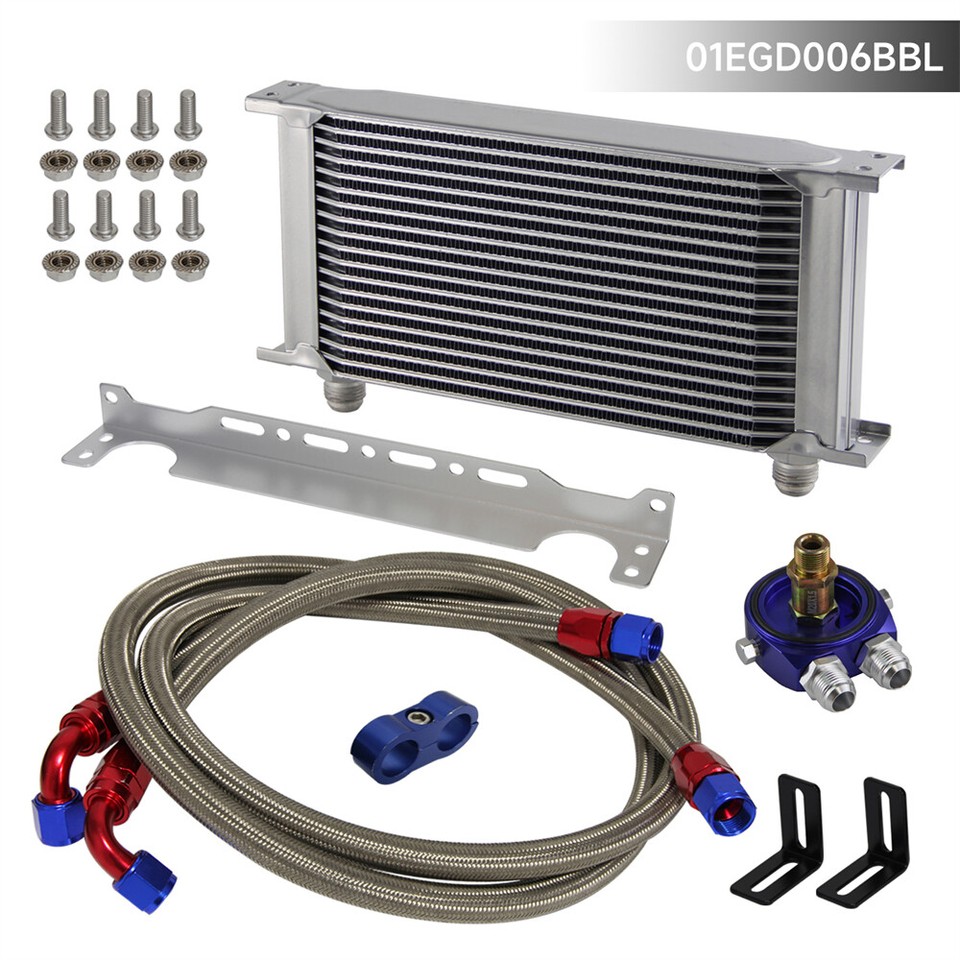 19 Reihen Ölkühler Set Mit Thermostat - Stahl Flex Anschluss Für Motor & Getriebe