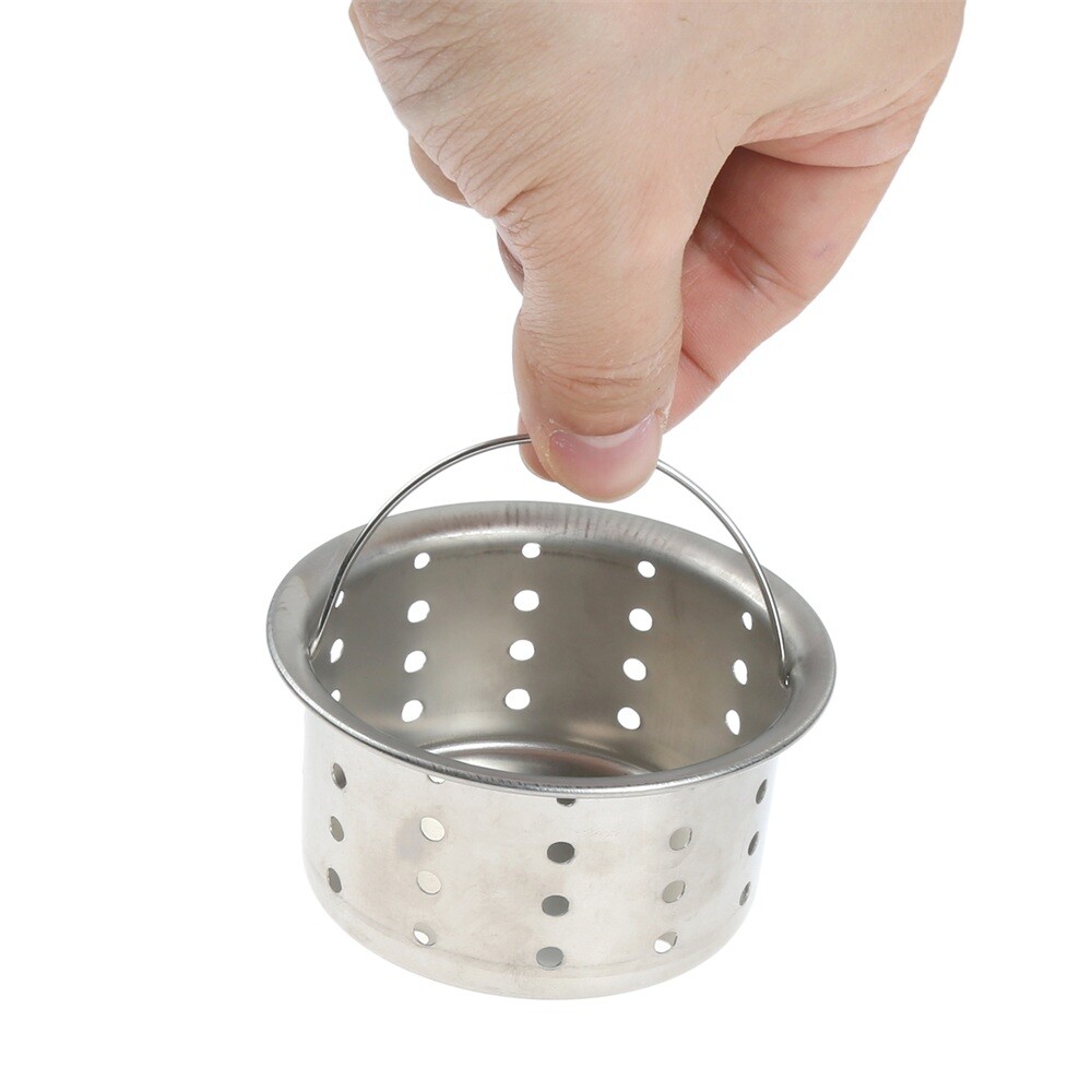 Sink Filter Basket Filtering Out Hair Food Dirt Kitchen Bathroom Stainless Steel