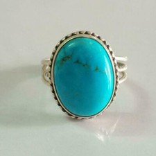 Blue Turquoise Ring,925 Sterling Silver,Wedding Ring,Handmade Ring,Gift for Her