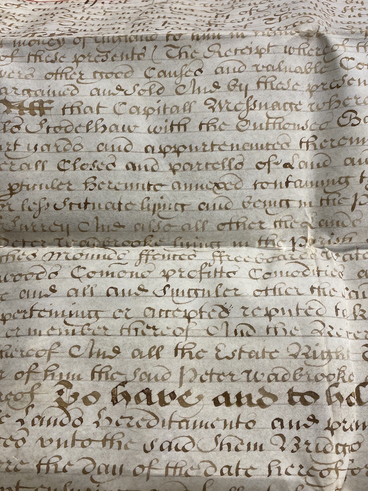 1696 17th century Vellum English Document Indenture Papers Antique