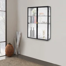 Wall Cabinet w/ PC Doors Wall Mounted Storage Cabinet w/Detachable Shelf