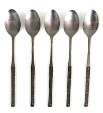 Spring Fever Iced Tea Spoon Lot of 5 Northland / Oneida Stainless Flatware Korea
