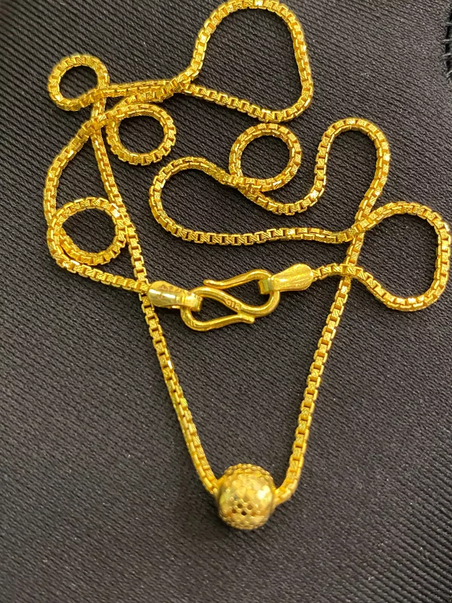 Stunning Dubai Handmade Ball Chain Necklace In Solid 916 Stamped 22K Yellow  Gold