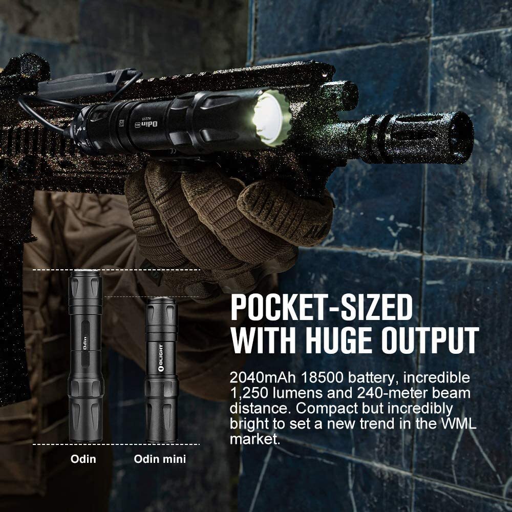 Olight Odin Mini Tactical Flashlight Black 1250 Lumen