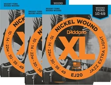 D'Addario Electric Guitar Strings 3 Sets EJ20 Jazz Extra Light 10-49