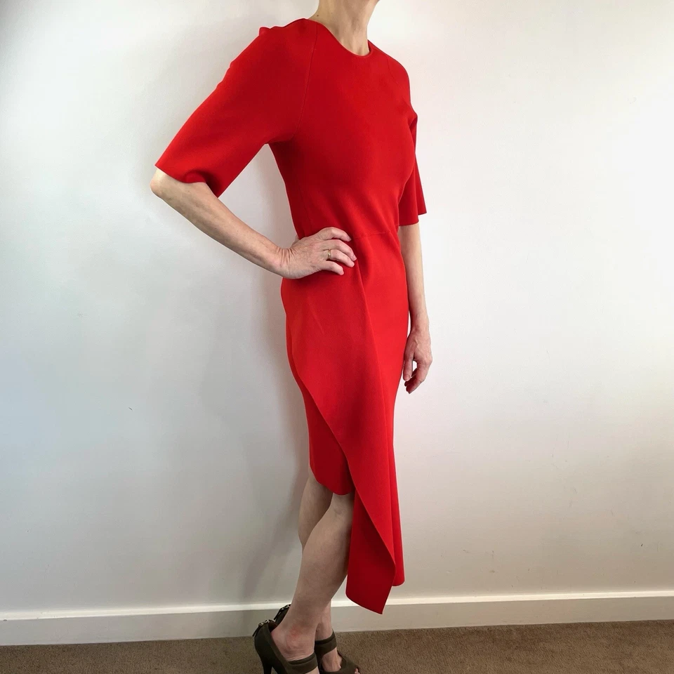 Vestido midi con volantes tejido crepé rojo talla 44 (12) Stella McCartney diseñador de lujo Foto 4 de 4