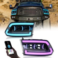 Par de faros delanteros LED RGB para camioneta Dodge RAM 1500 2500 3500 2009-2018