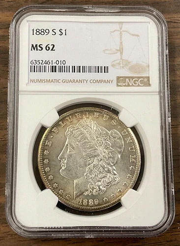 1889-S MORGAN SILVER DOLLAR - NGC MS62