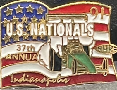 ''VRHTF NHRA RARE 1993 37TH ANNUAL US NATIONALS IRP INDY'' 1.75'' X 1'' HAT PIN