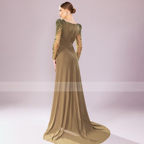 Vestido de fiesta de boda de cristal vestidos de noche divididos laterales vestidos de madre de la novia - Imagen 2 de 5