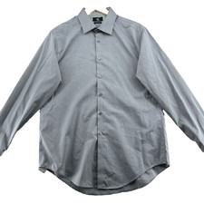 Calvin Klein Non Iron Slim Fit Men's Size L Solid Gray Stripe L/S Casual Shirt