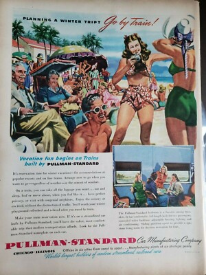 Pullman Vintage 1946 Print Ad Ephemera Decor Art Winter Trip