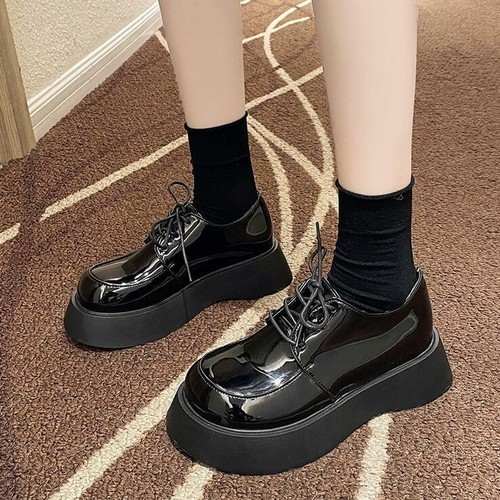 Womens Lolita Uniform Mary Janes Round Toe Platform Heels Lace Up Leather  Shoes | eBay