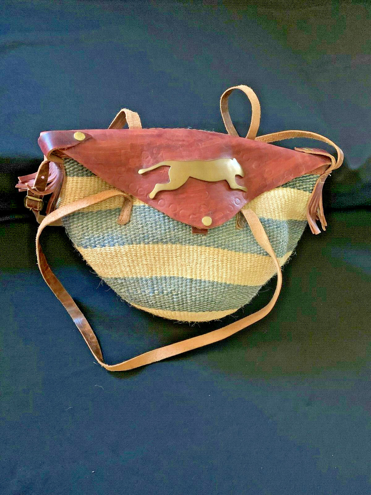 Vintage Woven Sisal African Market Basket Bag Tote sh… Gem