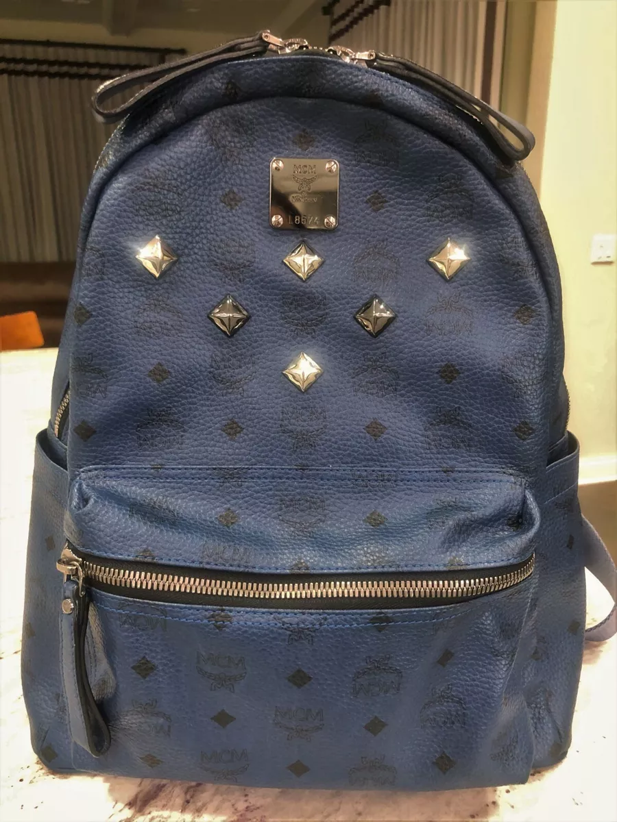 MCM Medium Dual Stark Backpack Blue/Navy Six Studs MMK2AVE01VY001