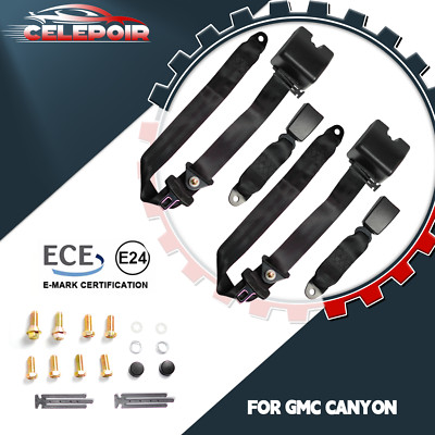 2 Set 3 Point Seat Belt For GMC Canyon Safety Straps Car Retractable Black USA
