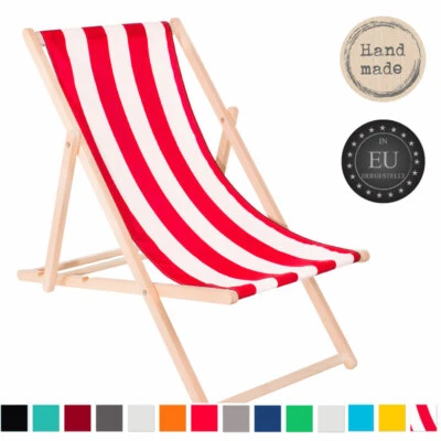 SPRINGOS Strandliege Klappbar Sonnenliege Liegestuhl Holz Gartenliege Strandstuhl