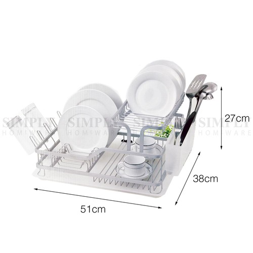Aluminium Dish Rack Drainer 1/2 Tier Kitchen Plate Drying Cutlery Holder Tray - Picture 6 of 12