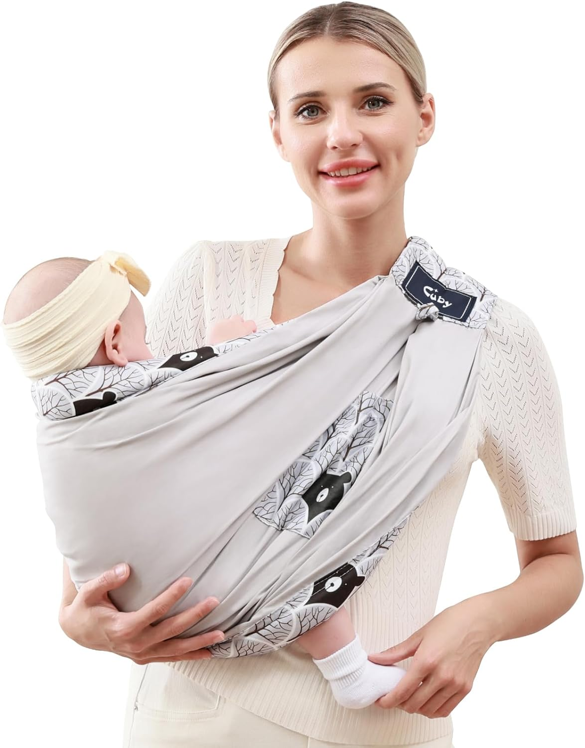 CUBY Baby Carrier Sling, Baby Essentials for Newborn Natural Cotton