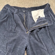 VINTAGE Corduroy Pants Men 34x30 Blue Straight Relaxed Pleated Baggy Skater 90s