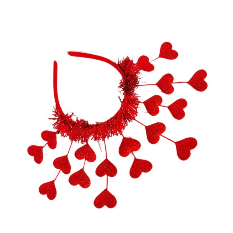 Heart Head Bopper Headband Valentine s Day Hair Hoop Glitter Tinsel