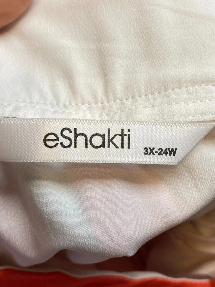 Falda eShakti Mujer 3X-24W Rojo Melocotón Rayas Maxi Acampanada Forrada Boho Plus Damas Foto 2 de 4