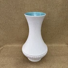 White Textured Royal Haeger Mid Century Vase Turquoise Interior 13.5” Tall MCM