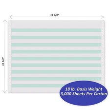 Alliance Continuous Paper 14-7/8x11" 1/2" Green Bar 1Pt 18lb 3000/Ctn 50Ctns/PLT