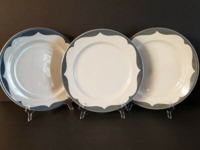 Wellsville Restaurant Ware Cosmopolitan Gray Scroll 10'' EMBASSY Plates 3 Piece