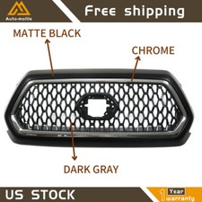 Matte Blackchromegray Mesh Grill For Toyota Tacoma 2016-21 Front Upper Grille Matte Blackchromegray Mesh Grill For Toyota Tacoma 2016-21 Front Upper Grille