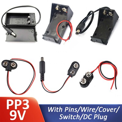 Quality 9V PP3 Battery Holder Box PCB Connector Open or Enclosed
