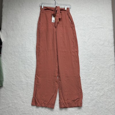 Thread & Supply Brick Dust Wide Leg Waist Tie Tencel Pants Size XXSmall  NWT