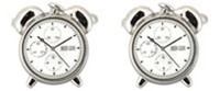 Alarm Clock Rhodium Plated Cufflink Gift Alarm Clock Rhodium Plated Cufflink Gift