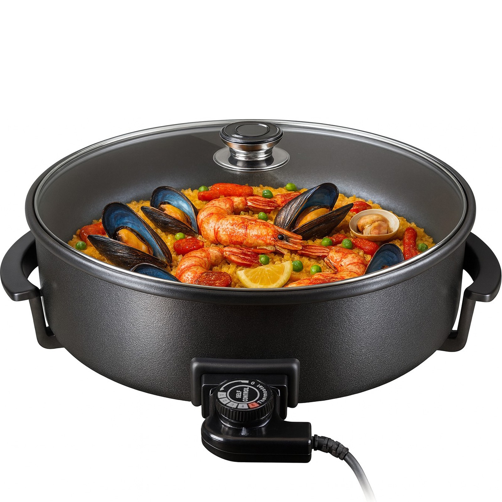 Elektrische Pizzapfanne 42cm x 9cm 1500W Partypfanne Grillpfanne Pizza Pan