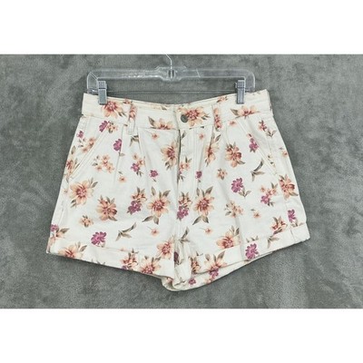 American Eagle Shorts Womens 8 Floral Mom High Waisted Coquette Romantic Pleated